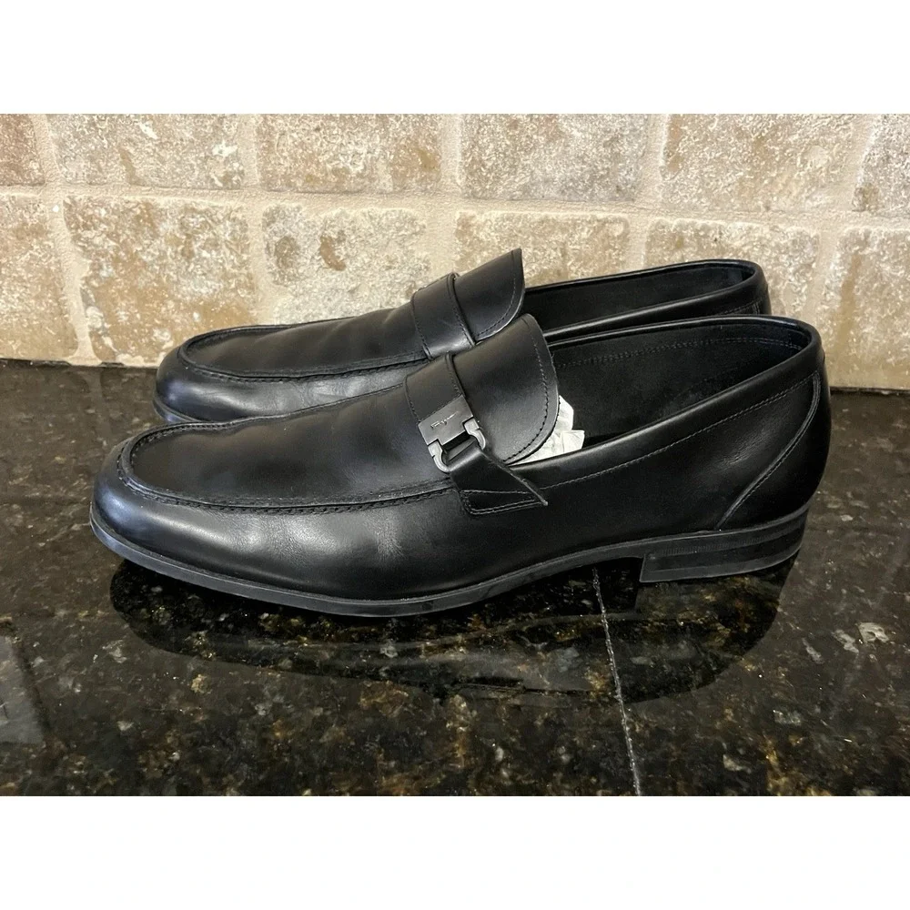 Salvatore Ferragamo‎ Men's Black Leather Single Side Gancini Buckle Loafers 11